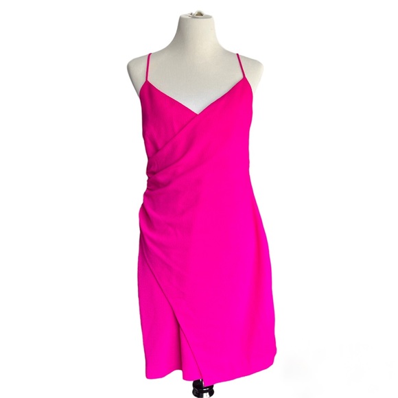 Black Halo Esthero Dress Stretch Pebble Crepe in Vibrant Pink Women’s 14 - Picture 5 of 10
